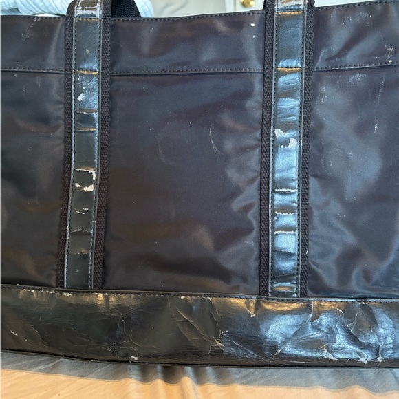 Tory Burch Ella Large Tote - Black Nylon & Patent Leather-Fair Condition/project - Picture 2 of 9